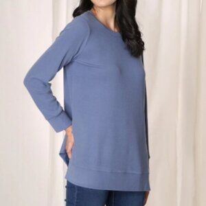New Mr. Max Blue Terry Knit Tunic Top with Side Slits Size 2X bin 1H